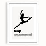 Monochrome Motivational Typography Art Print - "Leap" Canvas