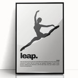 Monochrome Motivational Typography Art Print - "Leap" Canvas