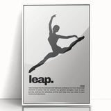 Monochrome Motivational Typography Art Print - "Leap" Canvas