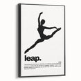Monochrome Motivational Typography Art Print - "Leap" Canvas