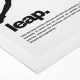 Monochrome Motivational Typography Art Print - "Leap" Canvas