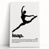 Monochrome Motivational Typography Art Print - "Leap" Canvas