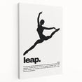Monochrome Motivational Typography Art Print - "Leap" Canvas