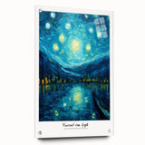 Acrylic print of an impressionist style artwork with vibrant hues of blue and yellow, ideal for bedroom or dining room decor.