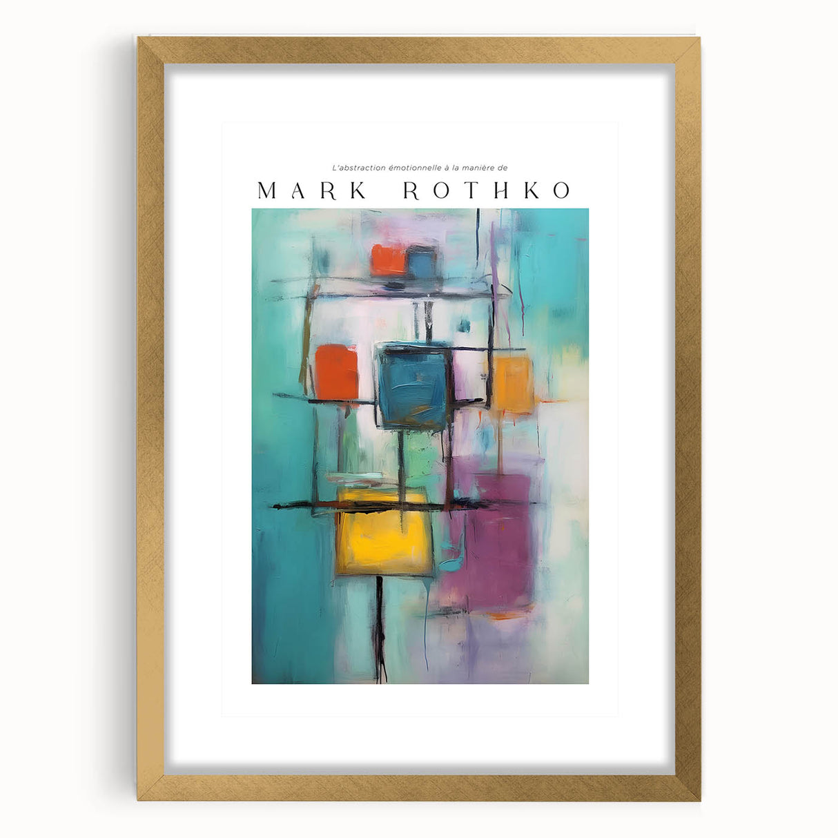 Extra large abstract art print with textured red and orange hues on canvas, framed in gold, ideal for living room decor.