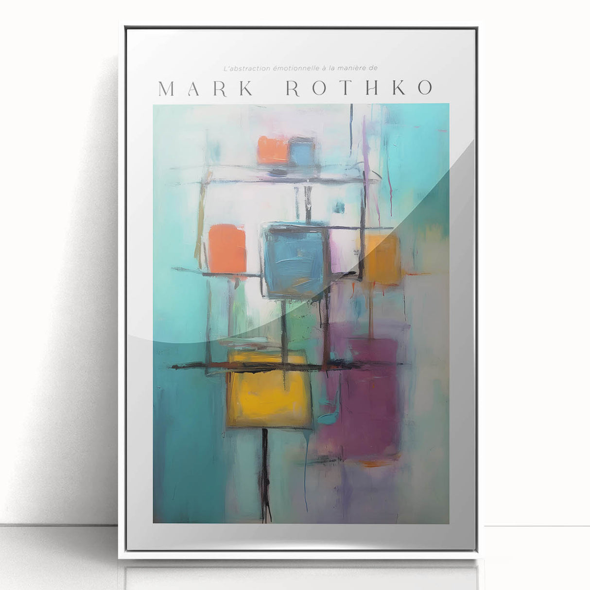 Modern art wall decor featuring a Rothko-inspired abstract design in vibrant red and orange, acrylic framed print.