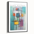 Black and white landscape painting on framed canvas, featuring a minimalist design, ideal for bedroom wall decor.