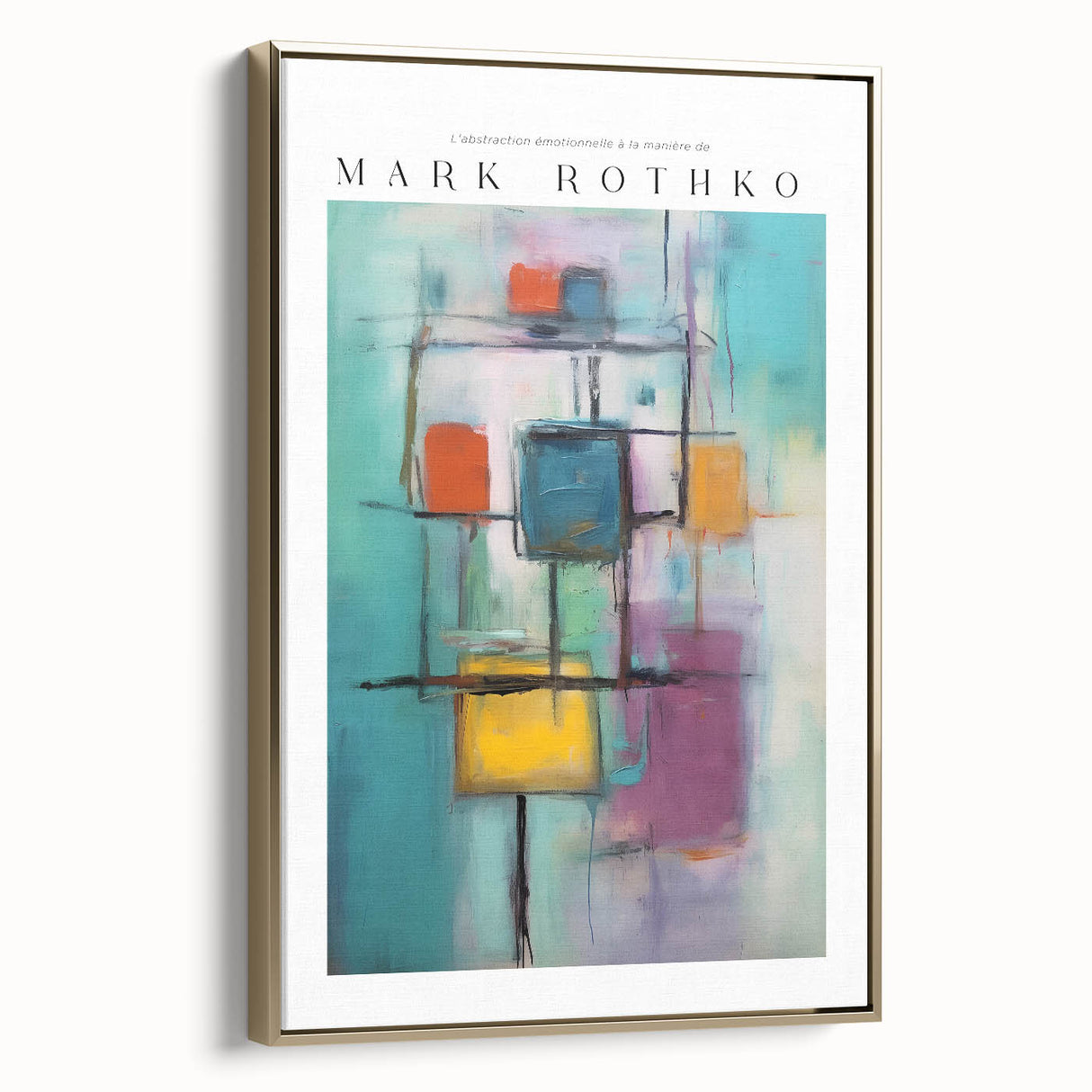 Modern landscape painting on framed canvas, featuring muted black and gold tones, ideal for bedroom wall decor.