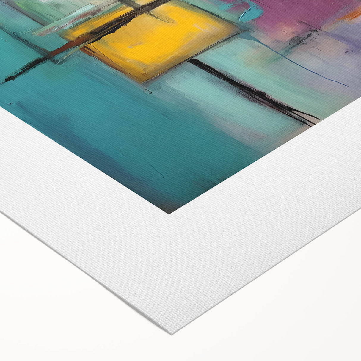 Art deco poster featuring a Rothko-inspired abstract design in muted orange and red on rolled canvas.