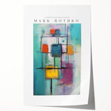 Extra large rolled print of a Mark Rothko-inspired abstract design in muted red and blue tones.