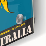 Great Barrier Reef Retro Travel Poster | Queensland Marine Life Art