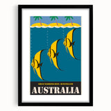 Great Barrier Reef Retro Travel Poster | Queensland Marine Life Art