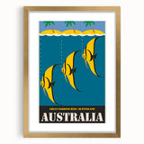 Great Barrier Reef Retro Travel Poster | Queensland Marine Life Art