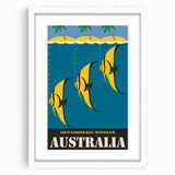 Great Barrier Reef Retro Travel Poster | Queensland Marine Life Art