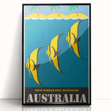 Great Barrier Reef Retro Travel Poster | Queensland Marine Life Art