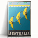 Great Barrier Reef Retro Travel Poster | Queensland Marine Life Art