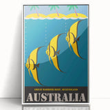 Great Barrier Reef Retro Travel Poster | Queensland Marine Life Art