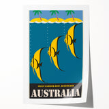 Great Barrier Reef Retro Travel Poster | Queensland Marine Life Art