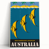 Great Barrier Reef Retro Travel Poster | Queensland Marine Life Art