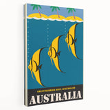 Great Barrier Reef Retro Travel Poster | Queensland Marine Life Art