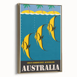 Great Barrier Reef Retro Travel Poster | Queensland Marine Life Art