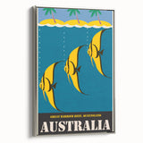 Great Barrier Reef Retro Travel Poster | Queensland Marine Life Art