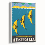 Great Barrier Reef Retro Travel Poster | Queensland Marine Life Art