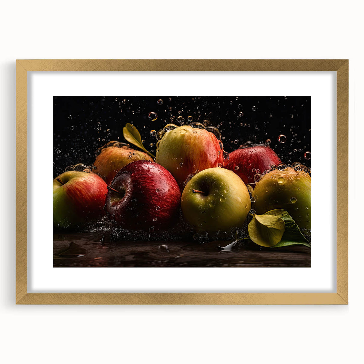 Fresh Apple Splash - Vibrant Kitchen Art for Modern Spaces