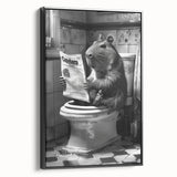 Bathroom Wall Decor - Capybara Reading Newspaper