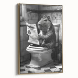 Bathroom Wall Decor - Capybara Reading Newspaper