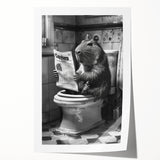 Bathroom Wall Decor - Capybara Reading Newspaper