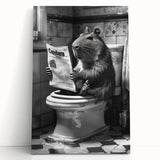 Bathroom Wall Decor - Capybara Reading Newspaper