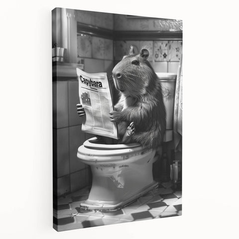 Bathroom Wall Decor - Capybara Reading Newspaper