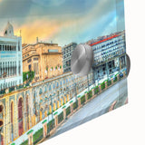 Large abstract wall art featuring a mid-century modernist Algerian landscape in muted earth tones on acrylic glass.