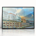 Large abstract wall art depicting an Algerian scenery in black and white on a framed acrylic.