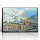 Large abstract wall art depicting an Algerian scenery in black and white on a framed acrylic.