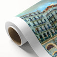 Art Deco style poster of an Algerian landscape on rolled canvas, featuring earthy tones, ideal for nursery wall art.