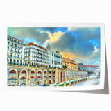 Extra large rolled print of Algerian scenery with floral elements in muted earth tones, ideal for art wall dining room.
