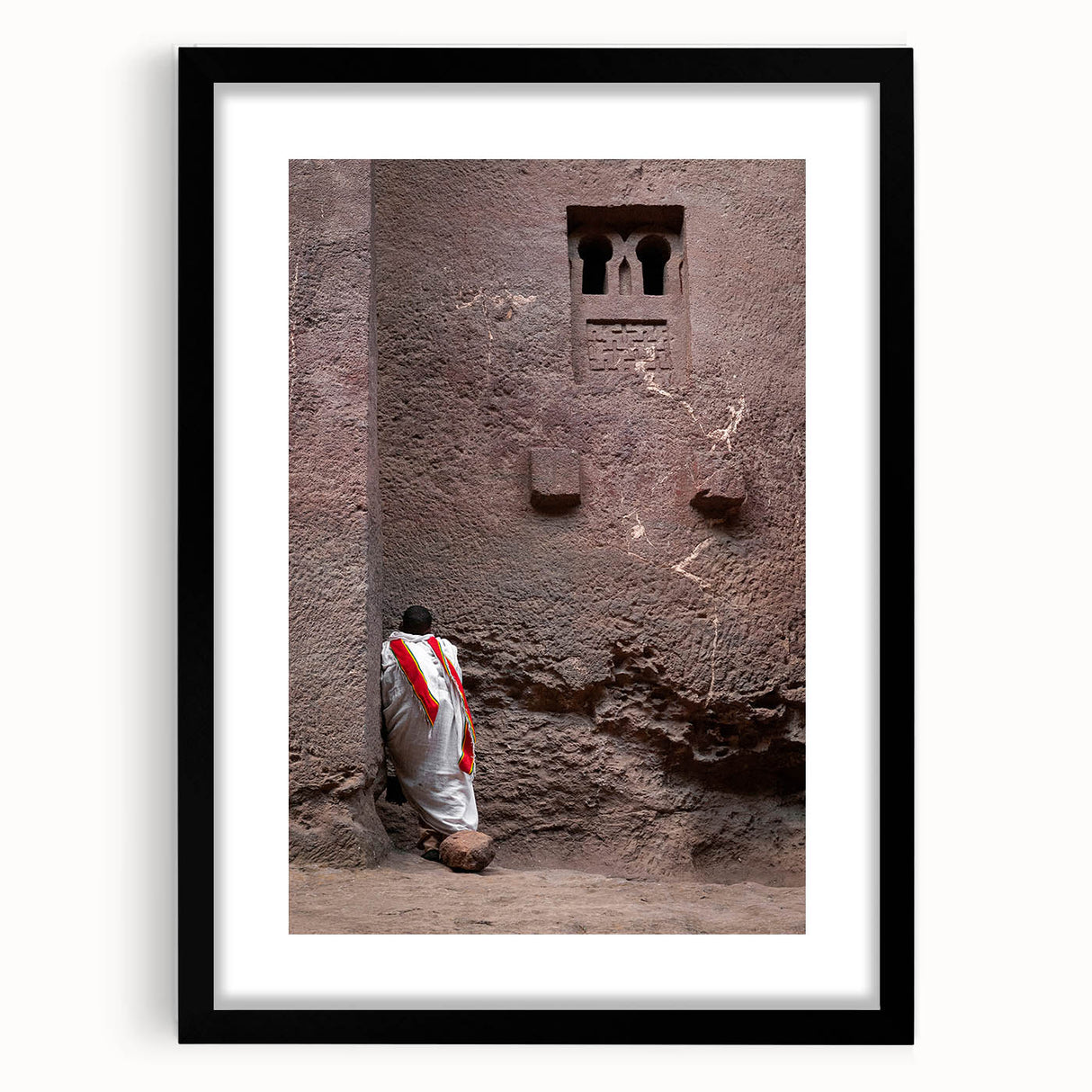 Extra large abstract art print of an Ethiopian landscape in vibrant colors on textured canvas, ideal for living room decor.