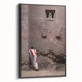 Framed canvas featuring a black and white vintage landscape of Ethiopia, ideal for bedroom decor.