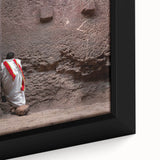 African landscape featuring a vibrant, textured depiction of trees and sunset on a large framed canvas.