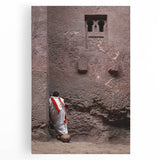 Large black and white stretched canvas of Ethiopian scenery, ideal for kitchen wall art.