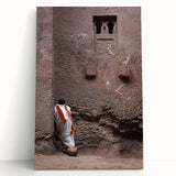 Large black and white canvas featuring an Ethiopian landscape, ideal for kitchen wall art or bedroom decor.