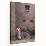 Ethiopian landscape on large stretched canvas, featuring earthy tones and a semi-abstract style.