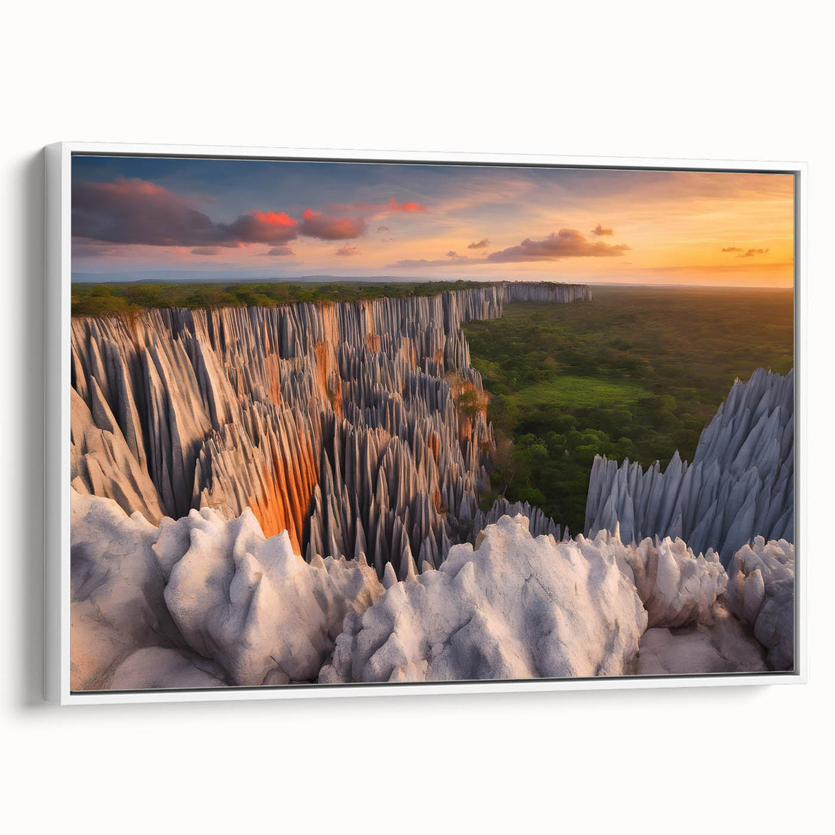Framed canvas depicting a vintage-style Madagascar landscape in muted earth tones, ideal for bedroom wall art.