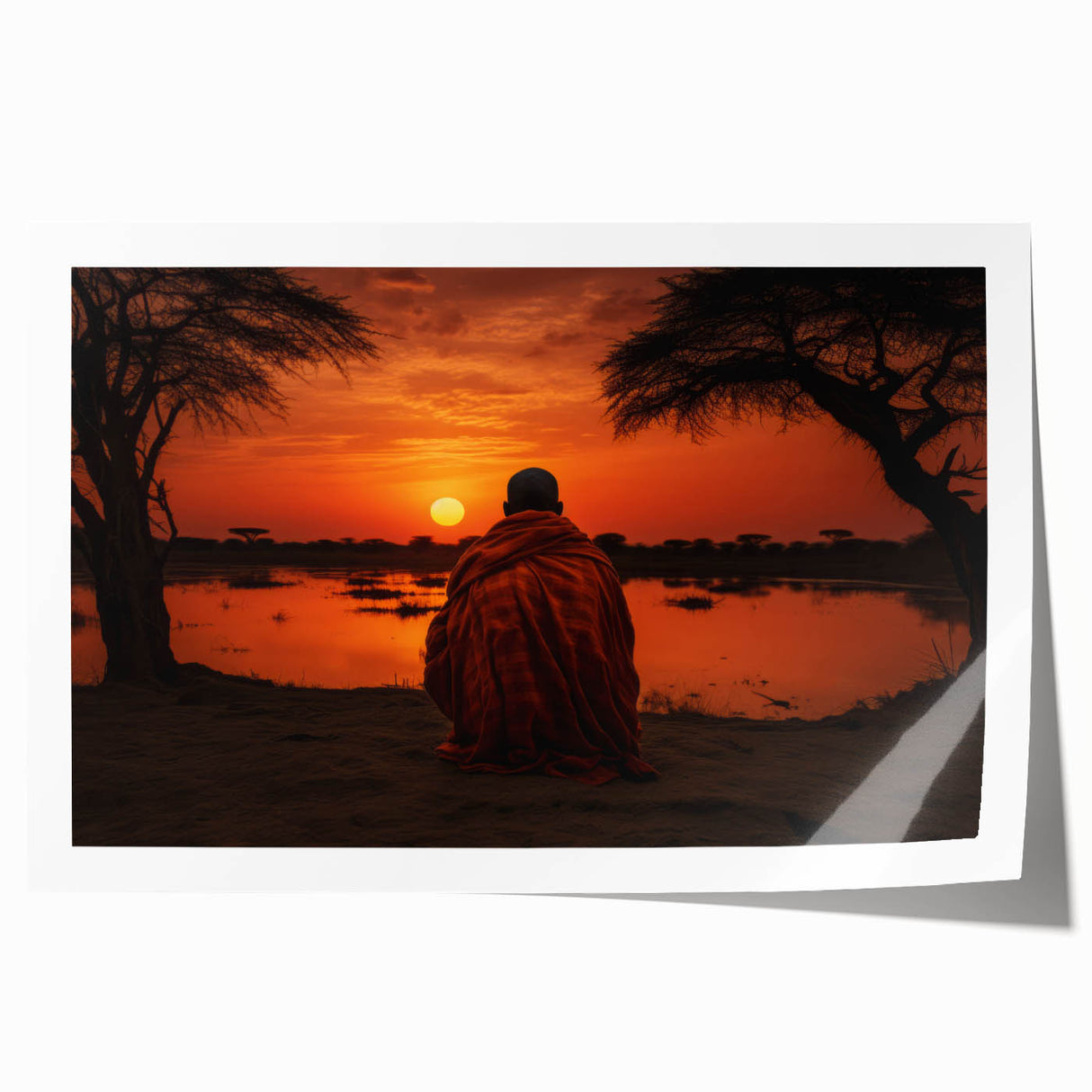 Extra large rolled print of Mali scenery depicting vibrant sunset colors, ideal for art wall dining room.
