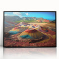 Large abstract wall art depicting a Mauritian landscape in vibrant colors on a framed acrylic.