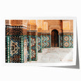 Extra large rolled print of a Moroccan landscape featuring vibrant floral designs, ideal for art wall dining room.