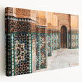 A large canvas depicting a Moroccan scenery in earth tones, suitable for kitchen wall art.