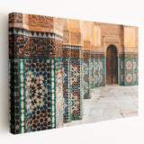 A large canvas depicting a Moroccan scenery in earth tones, suitable for kitchen wall art.